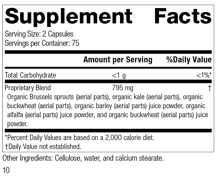 SP Green Food®, 150 Capsules, Rev 10 Supplement Facts