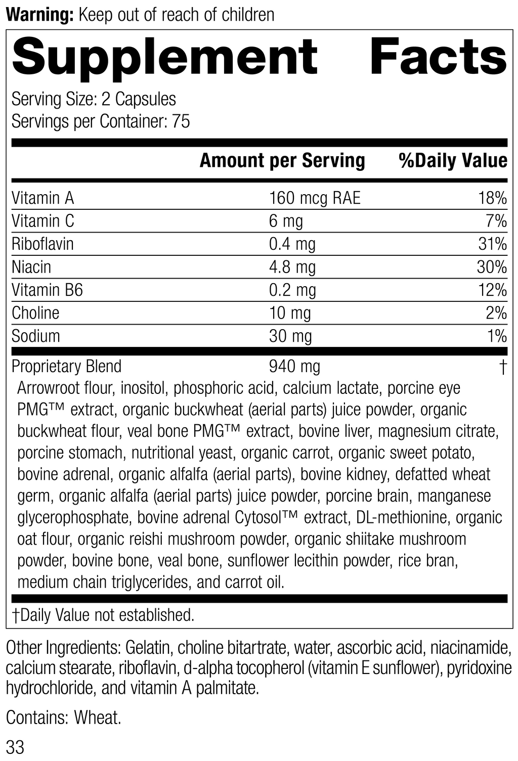 Eyeplex®, 150 Capsules, Rev 33 Supplement Facts