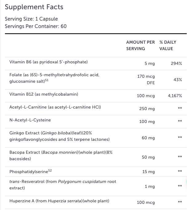 MemorAll 60 Capsules by Xymogen