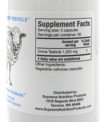 Grass Fed Sheep Testicle by Supreme Nutrition