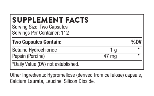 Betaine HCL & Pepsin (225 caps) by Thorne Research