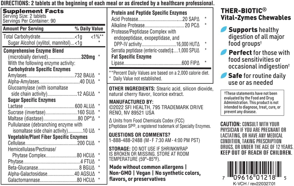 Ther-Biotic Vital-Zymes Chewable by SFI Health (formerly Klaire Labs)