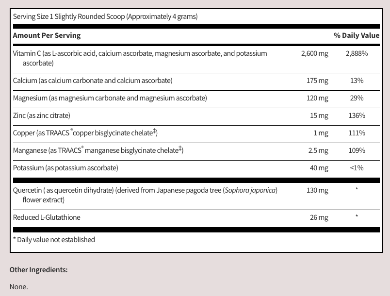 Multi-Element Buffered C Powder by SFI Health (formerly Klaire Labs)