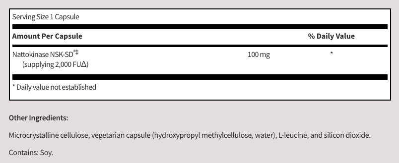 Nattokinase NSK-SD by SFI Health (formerly Klaire Labs)