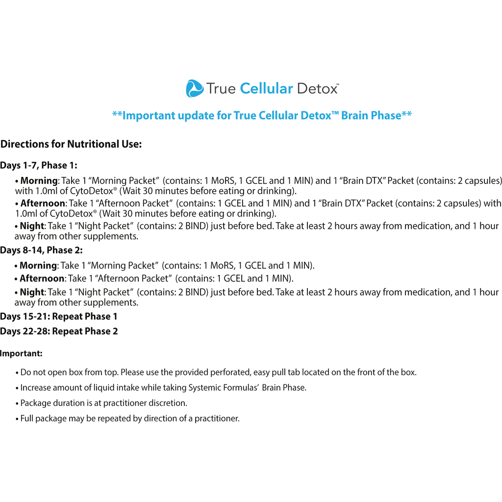 True Cellular Detox: Brain Phase by Systemic Formulas